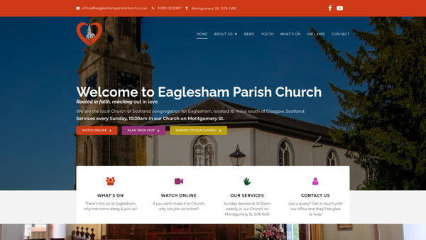 Screenshot of the Eaglesham Parish Church Of Scotland website