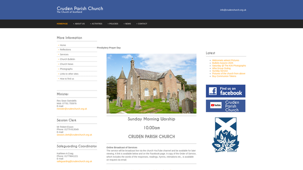 Screenshot of the Cruden Parish Church of Scotland website
