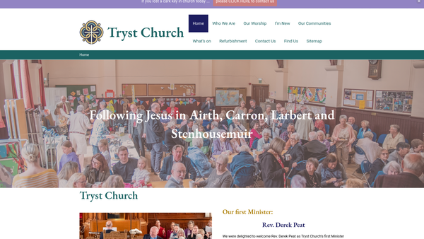 Screenshot of the Larbert Tryst Parish Church of Scotland website