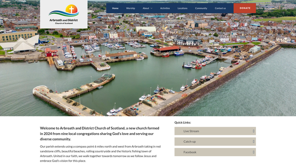 Screenshot of the Arbroath and District Church of Scotland website
