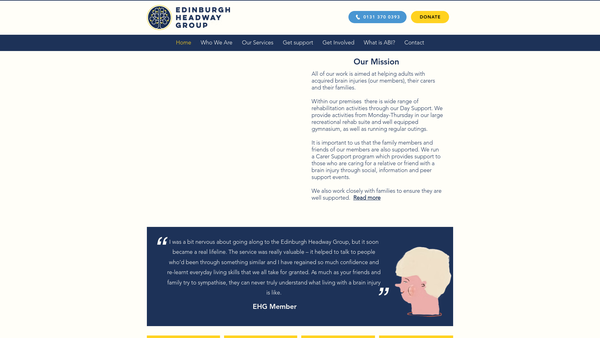 Screenshot of the Edinburgh Headway Group website