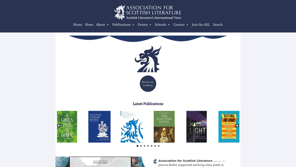 Screenshot of the Assoc For Scottish Literary Studies website