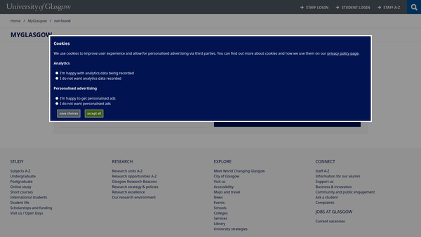 Screenshot of the Friends Of Glasgow University Library website