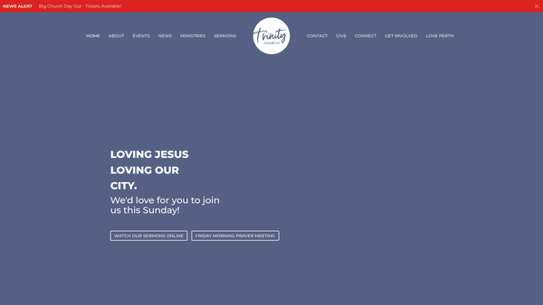 Screenshot of the Trinity Church Of The Nazarene website