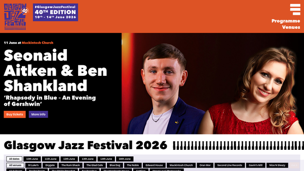 Screenshot of the Glasgow International Jazz Festival Ltd website