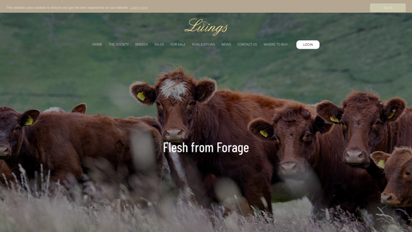 Screenshot of the Luing Cattle Society website