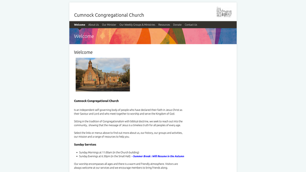 Screenshot of the Cumnock Congregational Church website