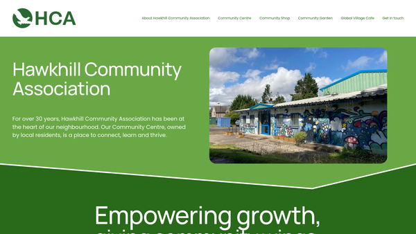 Screenshot of the Hawkhill Community Association website