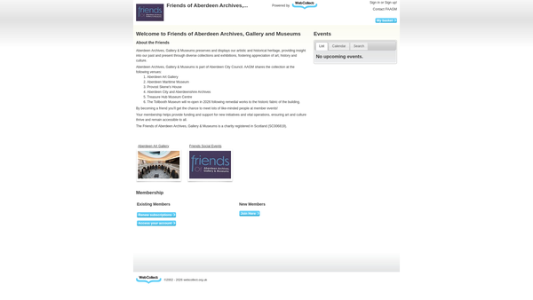 Screenshot of the Friends Of Aberdeen Archives, Gallery And Museums website