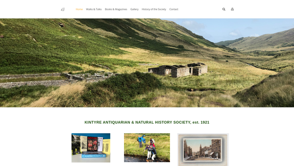 Screenshot of the Kintyre Antiquarian & Natural History Society website