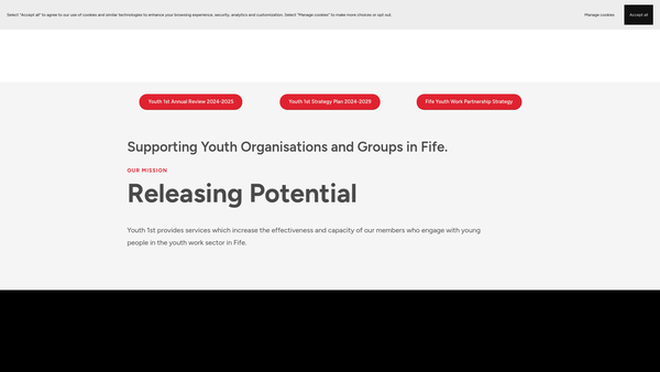 Screenshot of the Youth 1st SCIO website