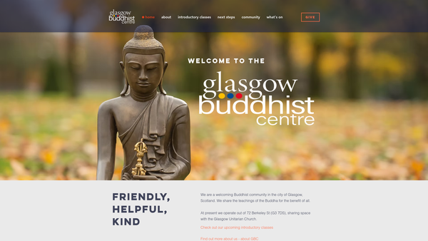 Screenshot of the Triratna Glasgow website
