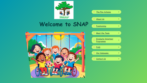 Screenshot of the Special Needs Adventure Playground (SNAP) website