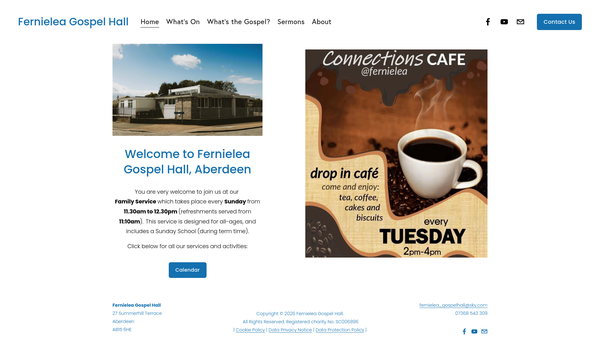 Screenshot of the Fernielea Christian Assembly website