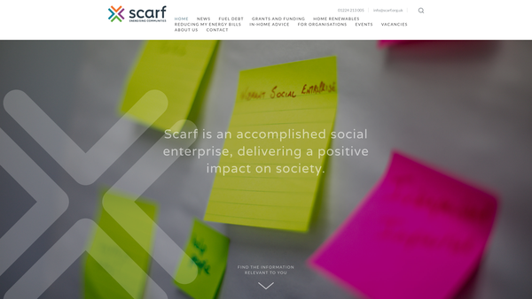 Screenshot of the Scarf website
