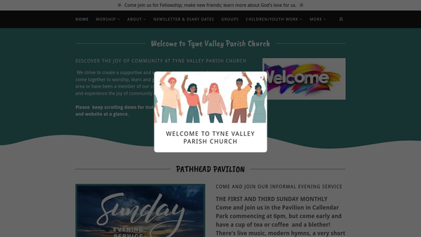 Screenshot of the Tyne Valley Parish (Church of Scotland) website