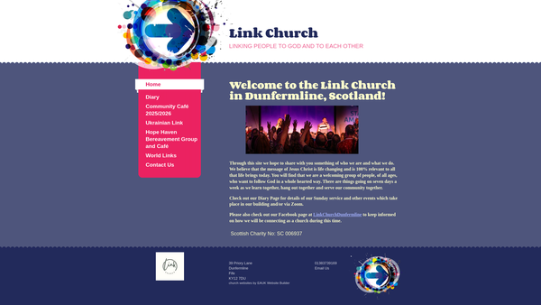 Screenshot of the Link Christian Fellowship website
