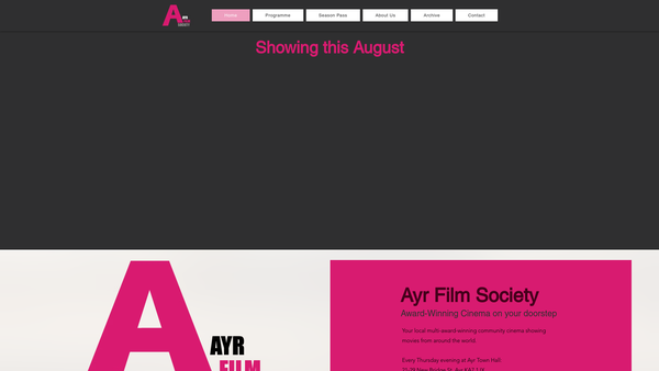 Screenshot of the Ayr And Craigie Film Society website