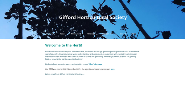 Screenshot of the Gifford Horticultural Society website