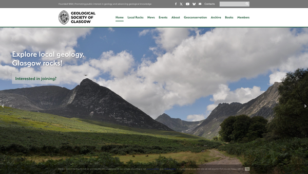 Screenshot of the Geological Society Of Glasgow website
