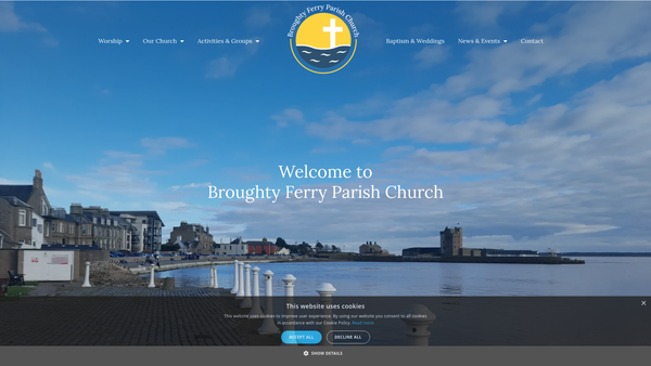 Screenshot of the Dundee: Broughty Ferry Parish Church (Church of Scotland) website