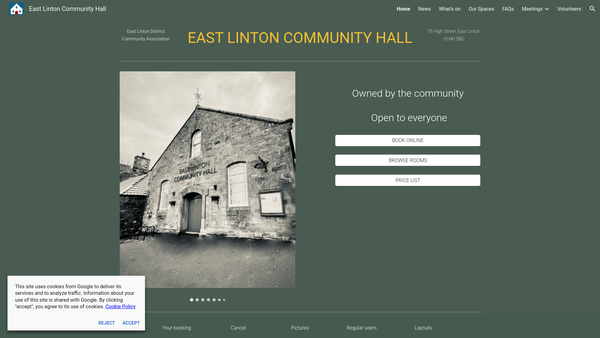 Screenshot of the East Linton Community Assoc website