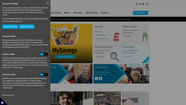 Screenshot of the Loretto Housing Association Ltd website