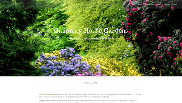 Screenshot of the Galloway House Gardens Trust website