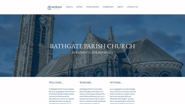 Screenshot of the Bathgate Parish Church of Scotland website