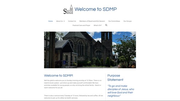 Screenshot of the St Davids Memorial Park Church of Scotland, Kirkintilloch website