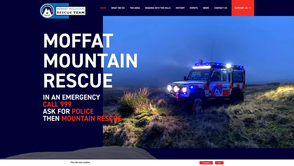 Screenshot of the Moffat Mountain Rescue Team website