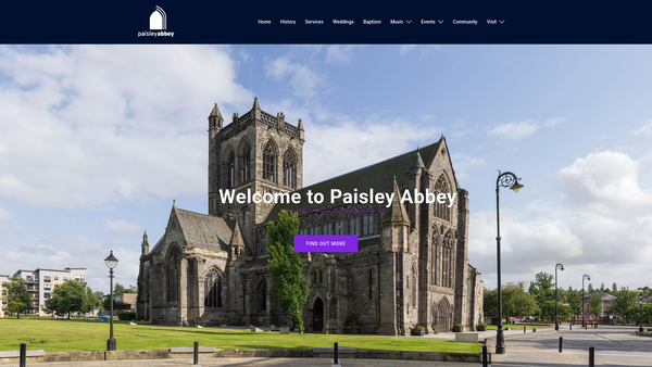 Screenshot of the Paisley Abbey (Church of Scotland) website