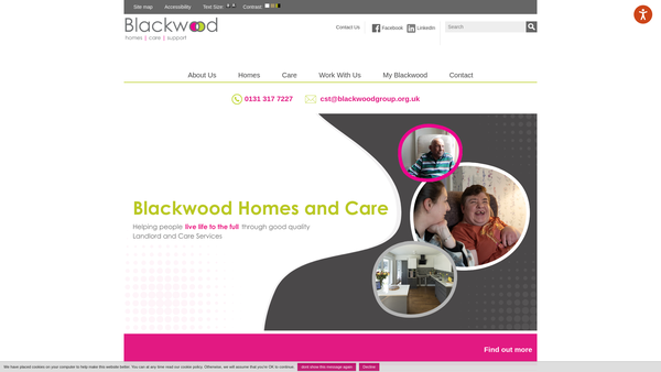 Screenshot of the Blackwood Homes and Care website