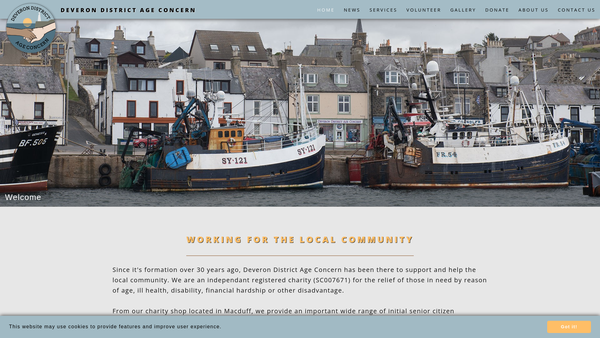 Screenshot of the Deveron District Age Concern website