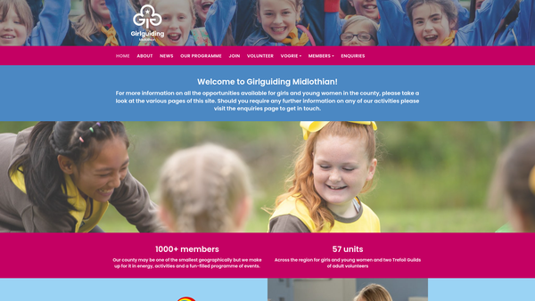Screenshot of the County Of Midlothian Guides Association website