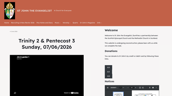 Screenshot of the St Johns The Evangelist Episcopal Church: Dumfries website