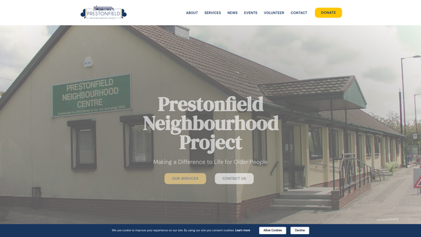 Screenshot of the Prestonfield & District Neighbourhood Workers Project website