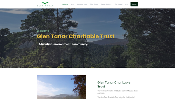 Screenshot of the Glen Tanar Charitable Trust website