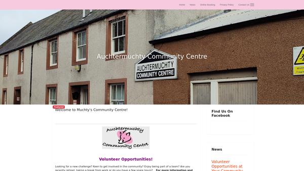 Screenshot of the Auchtermuchty Community Centre website