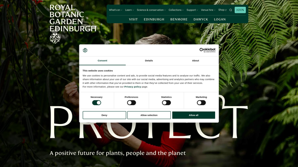 Screenshot of the Board Of Trustees Of The Royal Botanic Garden Edinburgh website