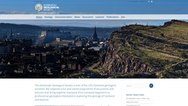 Screenshot of the Edinburgh Geological Society website