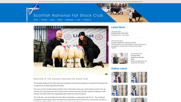 Screenshot of the Scottish National Fat Stock Club website