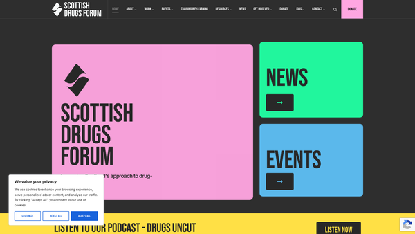 Screenshot of the Scottish Drugs Forum website