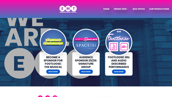 Screenshot of the Edinburgh Music Theatre Company Limited website