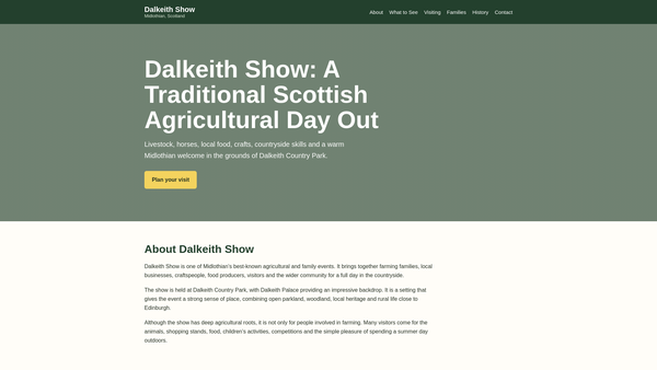Screenshot of the Dalkeith Agricultural Society website