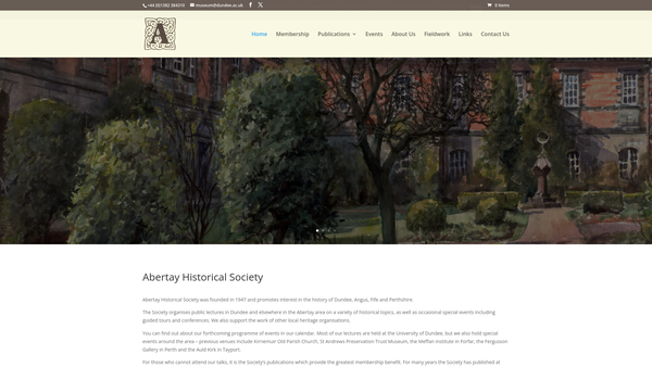 Screenshot of the Abertay Historical Society website