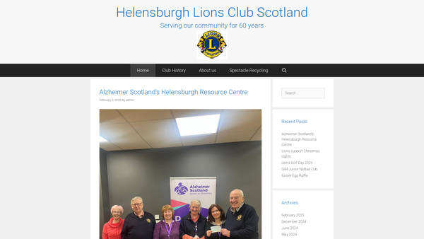 Screenshot of the Helensburgh Lions Club Charity Trust Fund website