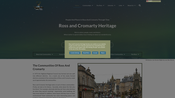 Screenshot of the Ross & Cromarty Heritage Society website