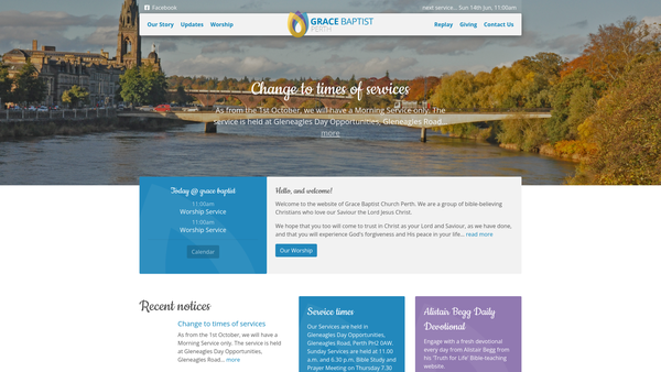 Screenshot of the Grace Baptist Church Perth website