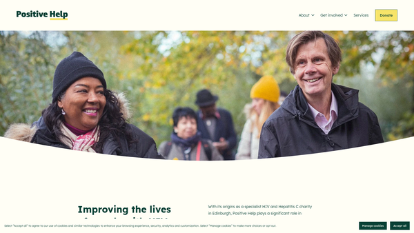 Screenshot of the Positive Help website